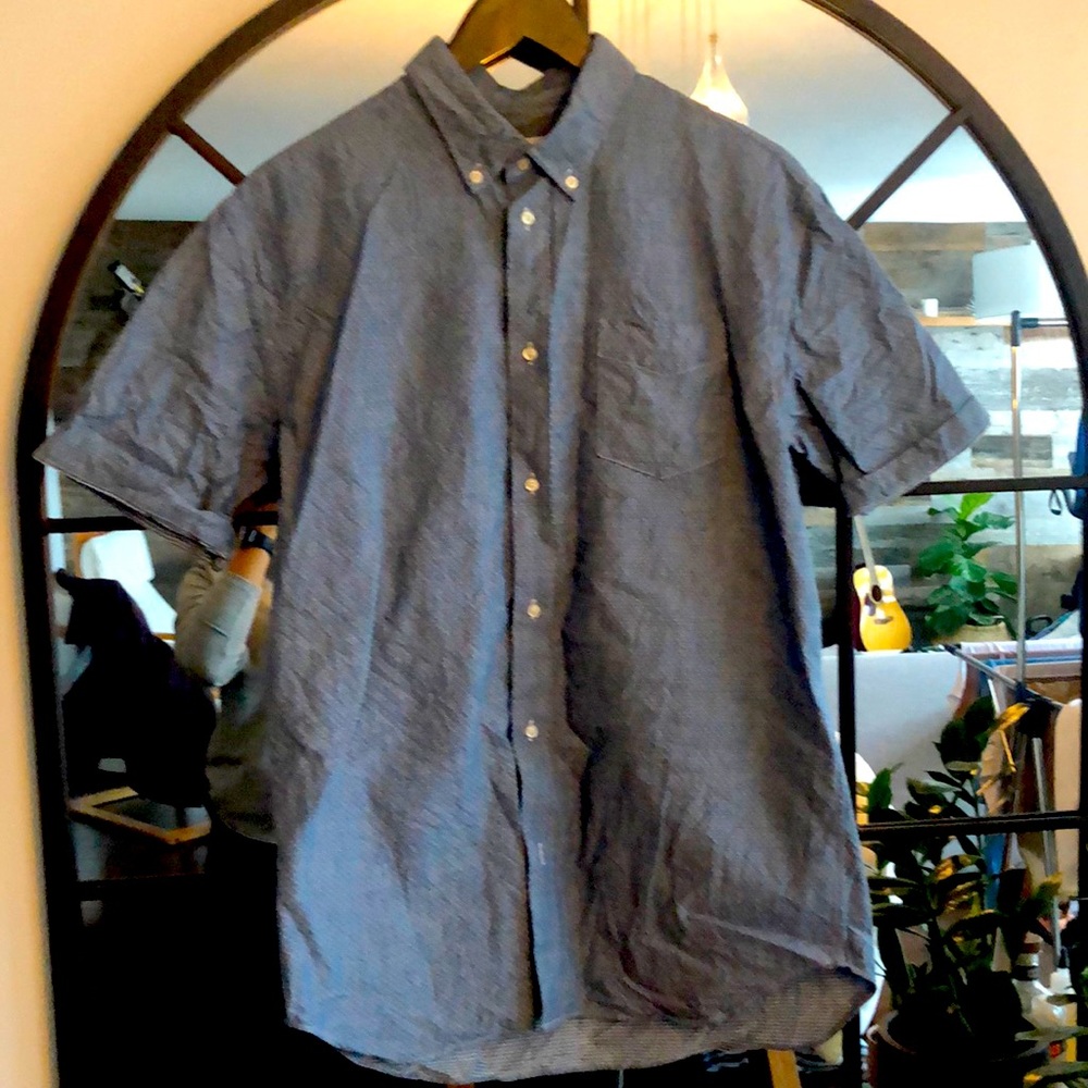 Men’s national standard L denim polka-dot button-down T-shirt